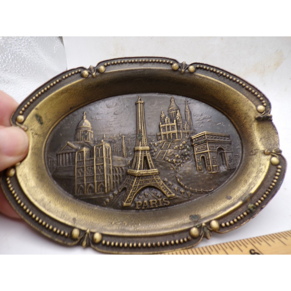 Vintage Made in France Bronze Paris Souvenir Trinket Dish Eiffel Tower Ashtray
